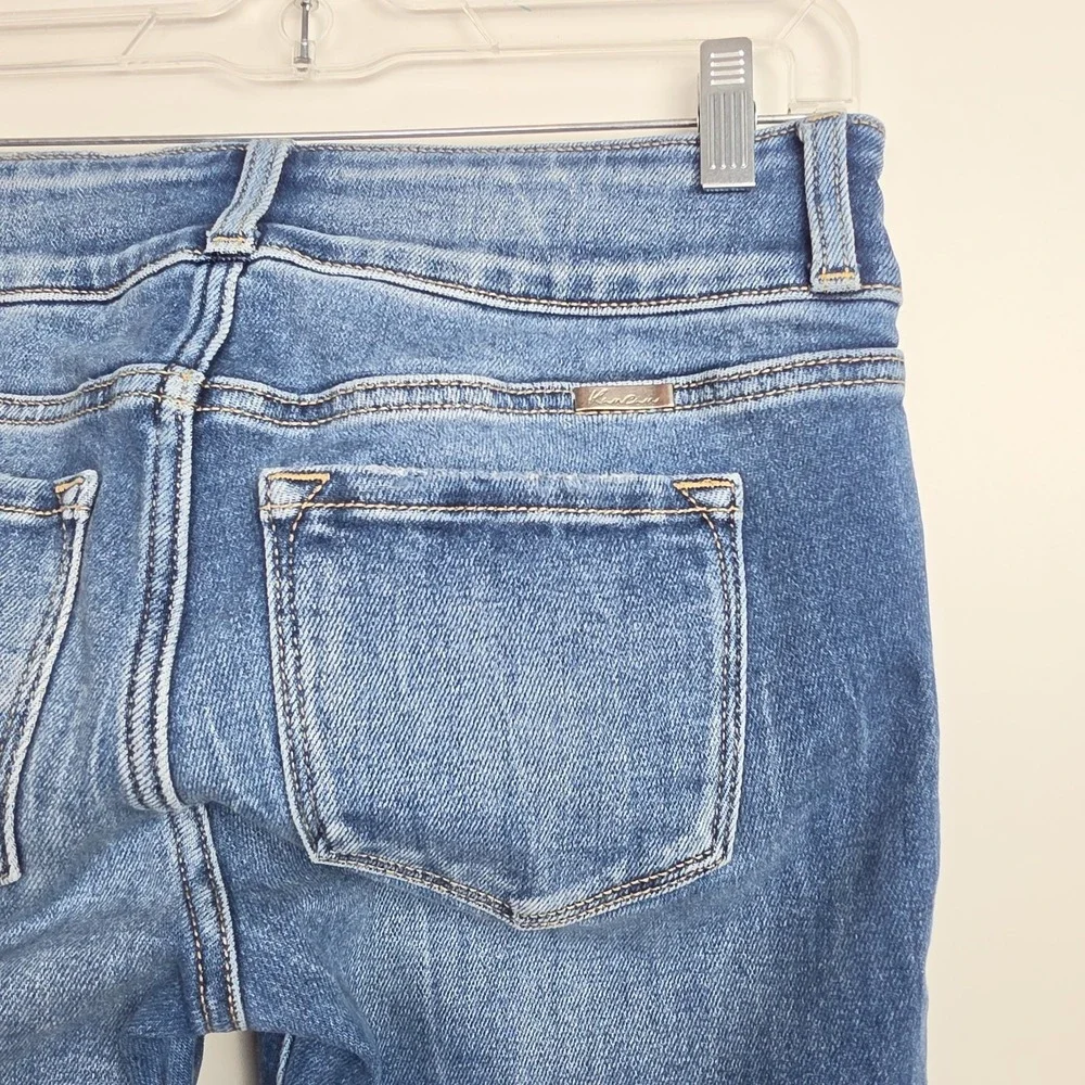 KanCan Flare Leg Jeans Women's 7/27 Blue‎ Distressed Cut #47067